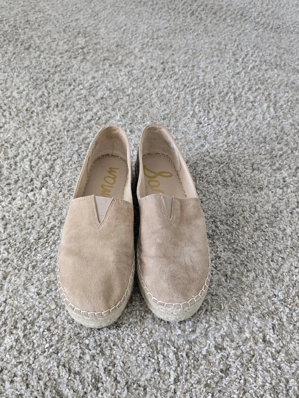 Sam Edelman Women's Beige Suede Espadrille Slip-On Flat Round Toe US 8.5